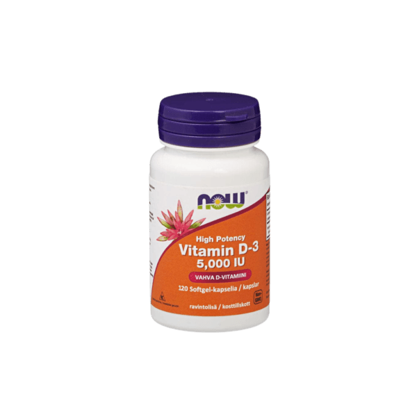 D-3 vitamiini 125 μg 120 geelikapselia NOW Foods
