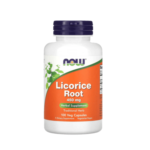 Lakritsijuuri, 450 mg 100 KASVIKAPSELIA (225 MG KAPSELIA KOHDEN) NOW Foods