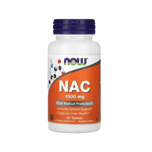 N-ASETYYLIKYSTEIINI (NAC) 1000 mg per tabletti, 60 tablettia NOW Foods